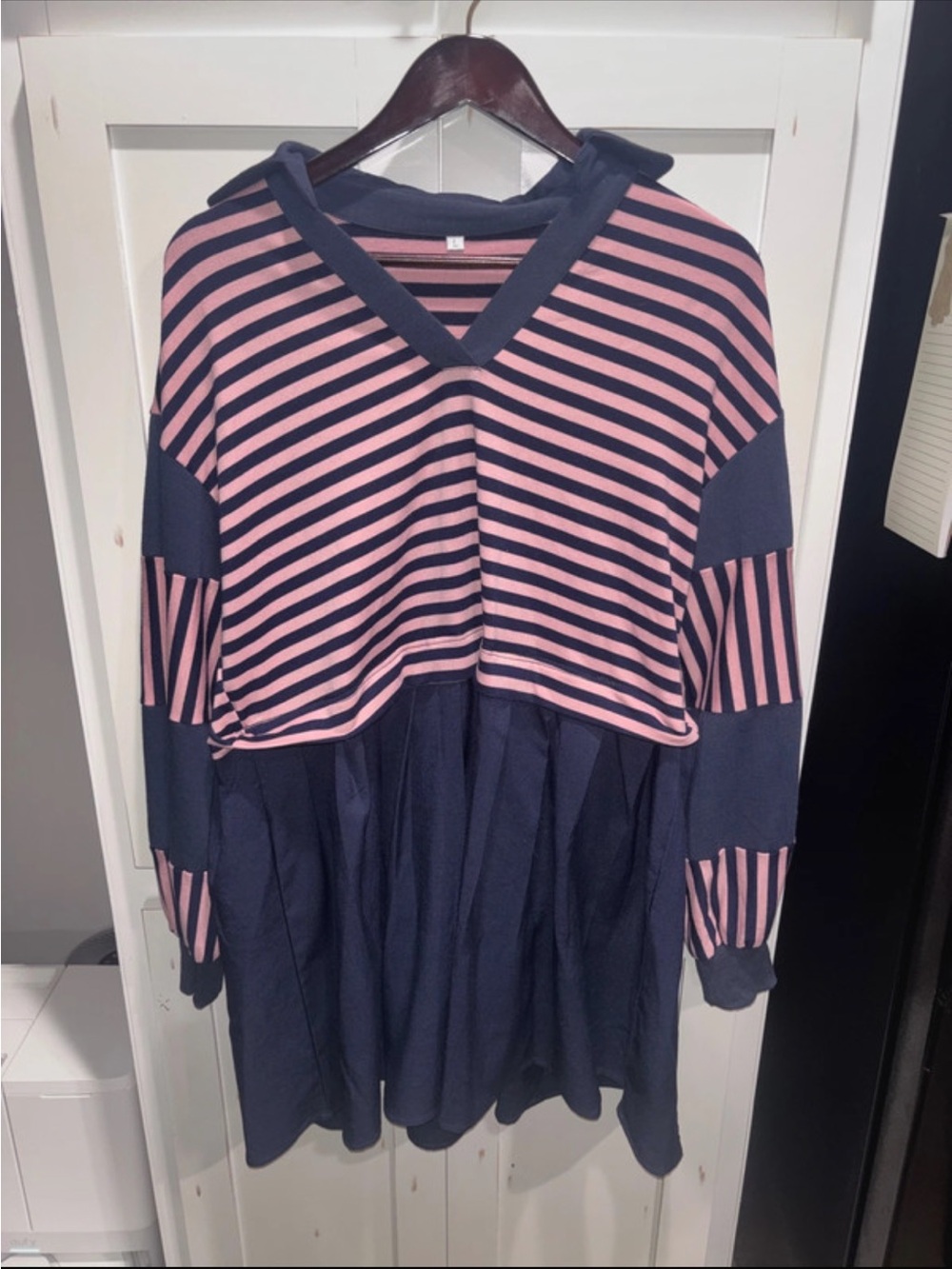 Amazon Pink and Navy Striped Long Sleeve Dress